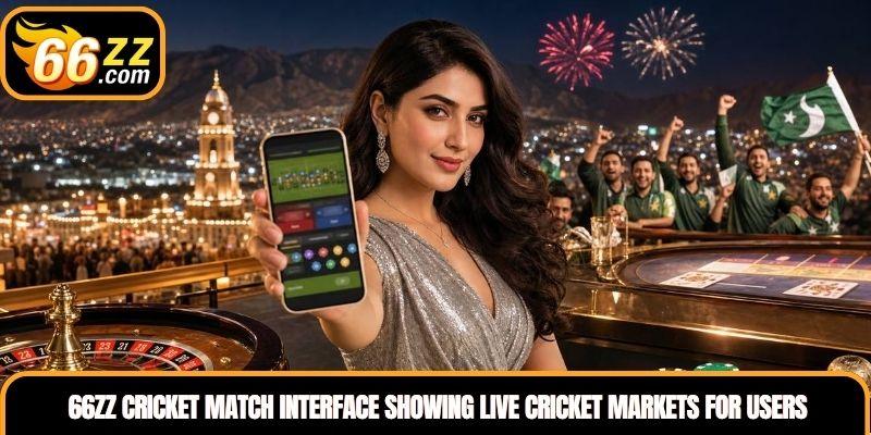 66ZZ Cricket match interface showing live cricket markets for Bangladesh users