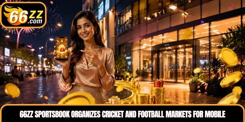 66ZZ Sportsbook interface organizes cricket and football markets for smoother mobile browsing.