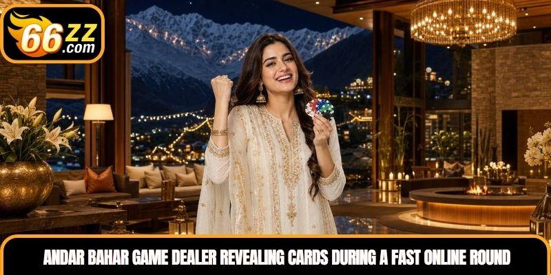 Andar Bahar Game dealer revealing cards during a fast online round