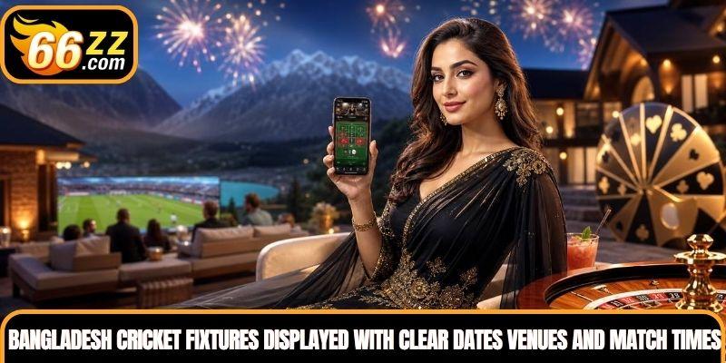 Bangladesh cricket fixtures displayed with clear dates venues and match times