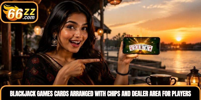Blackjack Games cards arranged with chips and dealer area for Bangladesh players