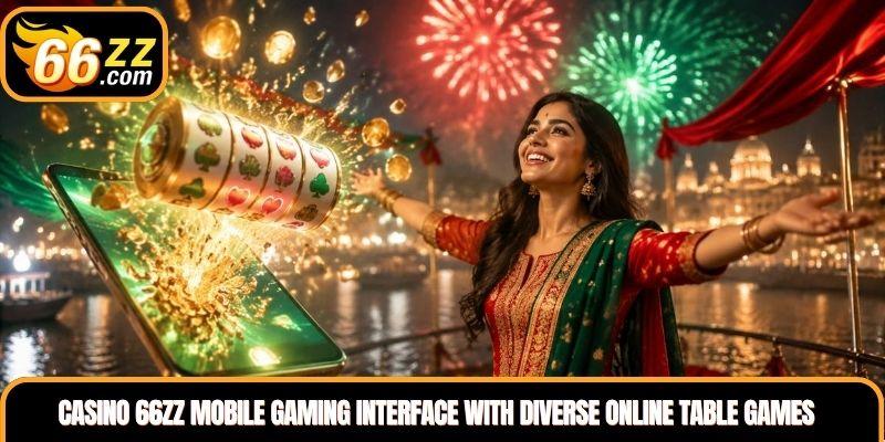 Casino 66ZZ mobile gaming interface with diverse online table games